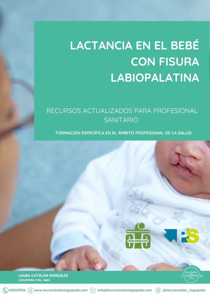 Cartel de formación sanitaria sobre lactancia en bebés con fisura labiopalatina de Laura Catalán Logopeda Academia.